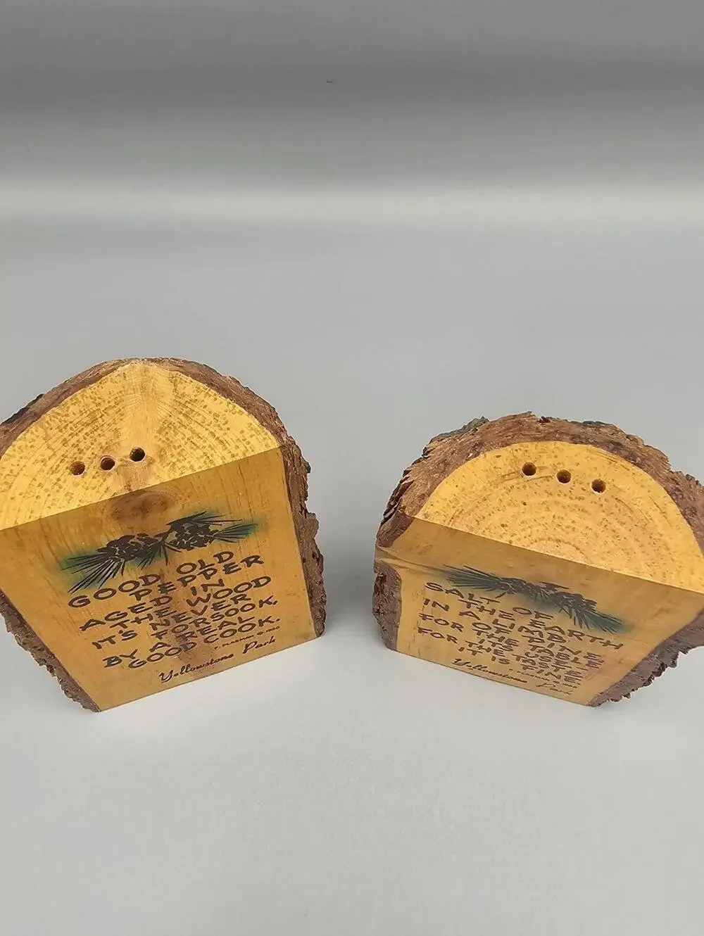 Vintage Yellowstone Park Wooden Salt and Pepper Shakers